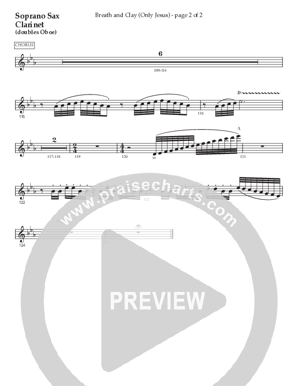 Breath And Clay (Only Jesus) (Choral Anthem SATB) Soprano Sax (Prestonwood Worship / Prestonwood Choir / Arr. Carson Wagner)