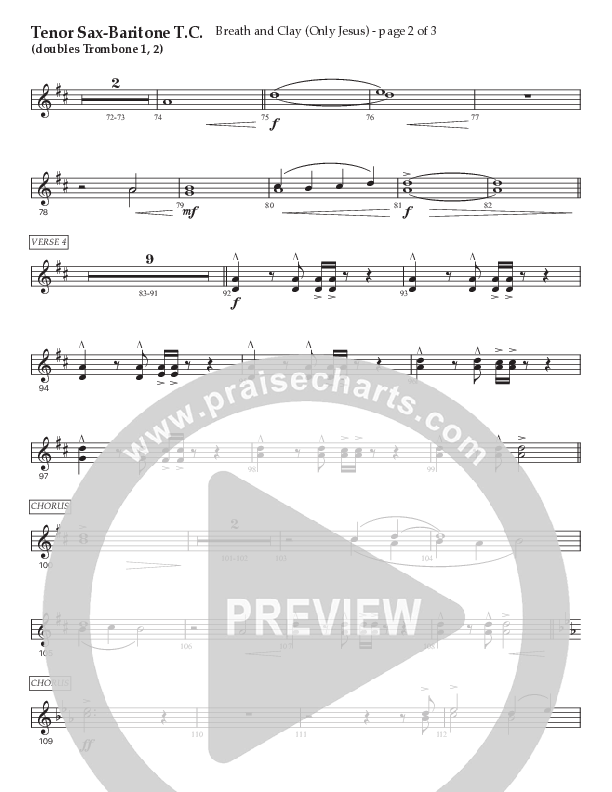 Breath And Clay (Only Jesus) (Choral Anthem SATB) Tenor Sax/Baritone T.C. (Prestonwood Worship / Prestonwood Choir / Arr. Carson Wagner)
