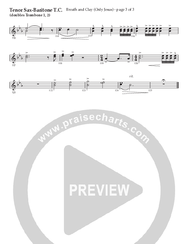 Breath And Clay (Only Jesus) (Choral Anthem SATB) Tenor Sax/Baritone T.C. (Prestonwood Worship / Prestonwood Choir / Arr. Carson Wagner)