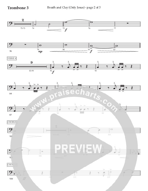 Breath And Clay (Only Jesus) (Choral Anthem SATB) Trombone 3 (Prestonwood Worship / Prestonwood Choir / Arr. Carson Wagner)