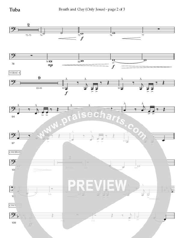Breath And Clay (Only Jesus) (Choral Anthem SATB) Tuba (Prestonwood Worship / Prestonwood Choir / Arr. Carson Wagner)