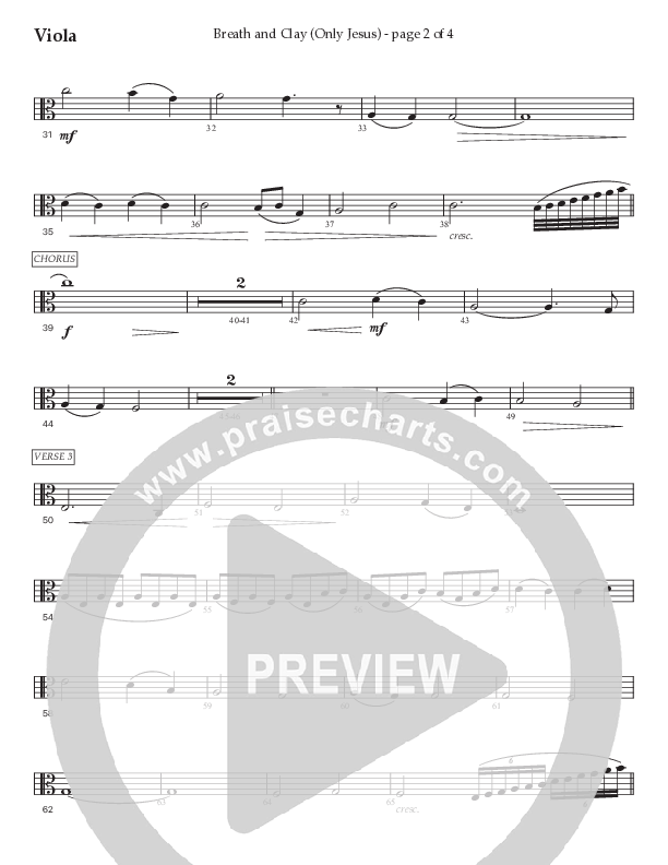 Breath And Clay (Only Jesus) (Choral Anthem SATB) Viola (Prestonwood Worship / Prestonwood Choir / Arr. Carson Wagner)