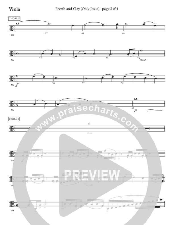 Breath And Clay (Only Jesus) (Choral Anthem SATB) Viola (Prestonwood Worship / Prestonwood Choir / Arr. Carson Wagner)