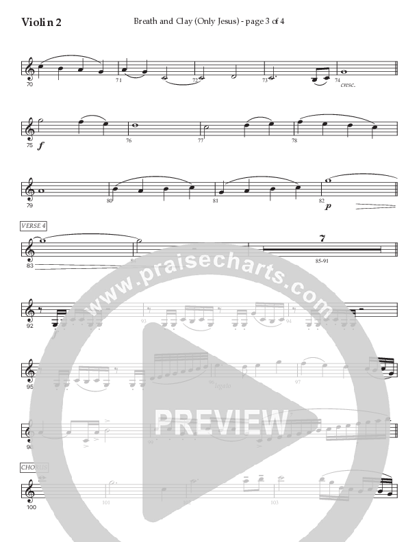 Breath And Clay (Only Jesus) (Choral Anthem SATB) Violin 2 (Prestonwood Worship / Prestonwood Choir / Arr. Carson Wagner)