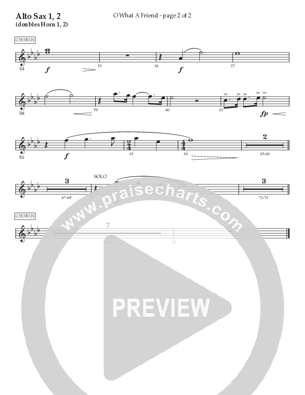 O What A Friend (Choral Anthem SATB) Alto Sax 1/2 (Prestonwood Worship / Prestonwood Choir / Arr. Jonathan Walker)