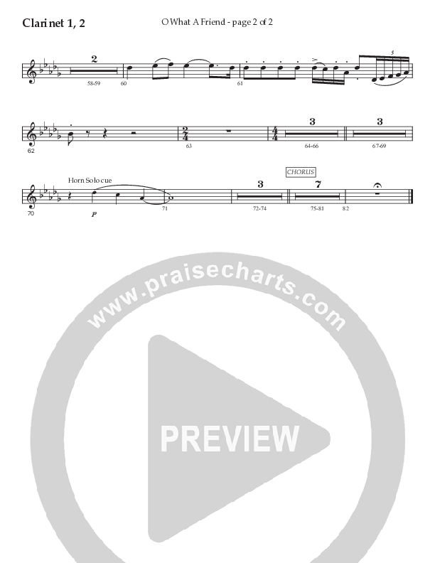 O What A Friend (Choral Anthem SATB) Clarinet 1/2 (Prestonwood Worship / Prestonwood Choir / Arr. Jonathan Walker)