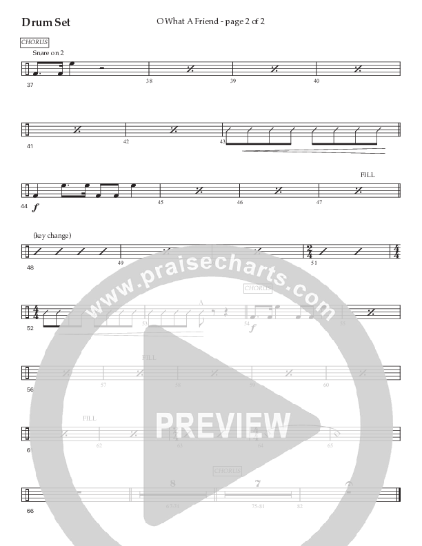 O What A Friend (Choral Anthem SATB) Drum Set (Prestonwood Worship / Prestonwood Choir / Arr. Jonathan Walker)