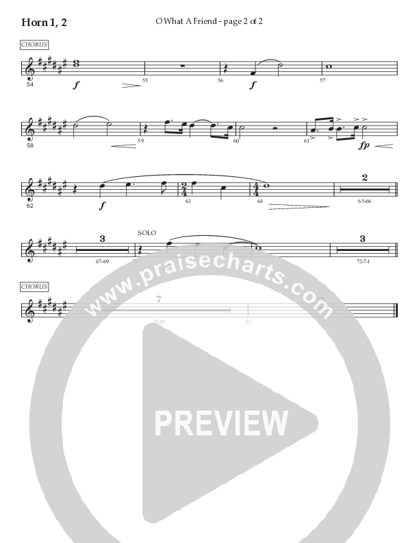 O What A Friend (Choral Anthem SATB) French Horn 1/2 (Prestonwood Worship / Prestonwood Choir / Arr. Jonathan Walker)