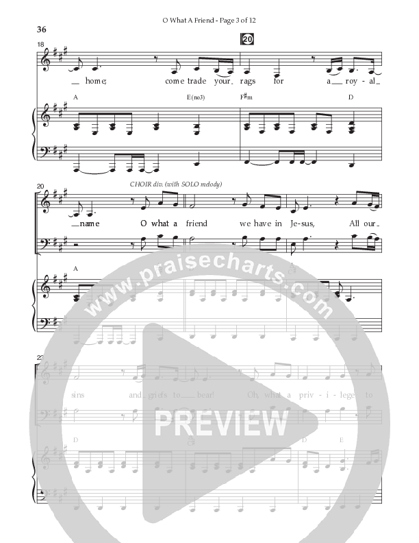 O What A Friend (Choral Anthem SATB) Octavo (Vocals & Piano) (Prestonwood Worship / Prestonwood Choir / Arr. Jonathan Walker)
