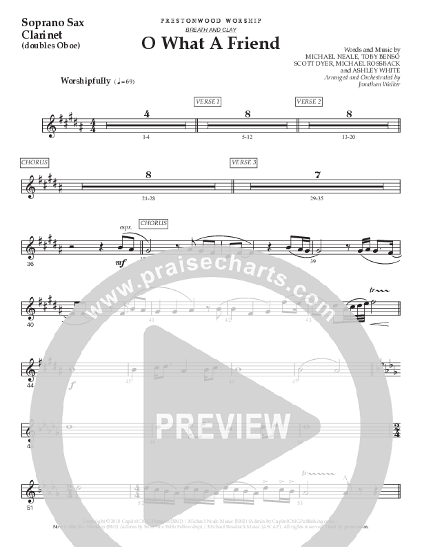 O What A Friend (Choral Anthem SATB) Soprano Sax (Prestonwood Worship / Prestonwood Choir / Arr. Jonathan Walker)