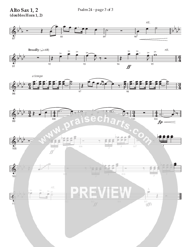 Psalm 24 (Choral Anthem SATB) Alto Sax 1/2 (Prestonwood Worship / Prestonwood Choir / Arr. Jonathan Walker / Orch. Michael Neale)