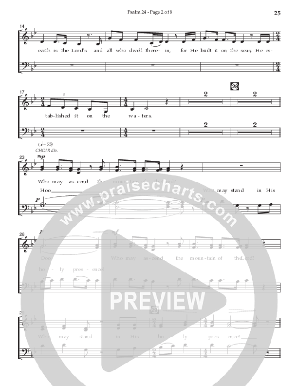 Psalm 24 (Choral Anthem SATB) Choir Sheet CH (Prestonwood Worship / Prestonwood Choir / Arr. Jonathan Walker / Orch. Michael Neale)