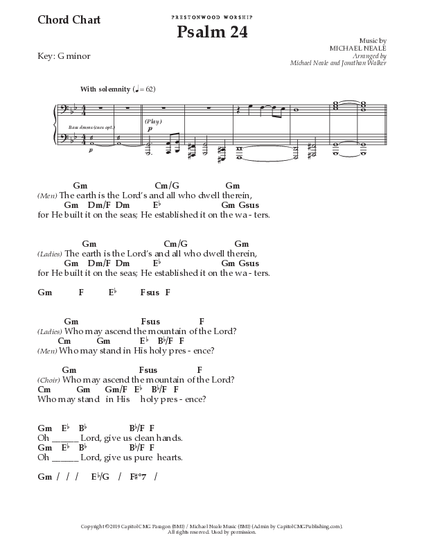 Psalm 24 (Choral Anthem SATB) Chords & Lyrics (Prestonwood Worship / Prestonwood Choir / Arr. Jonathan Walker / Orch. Michael Neale)