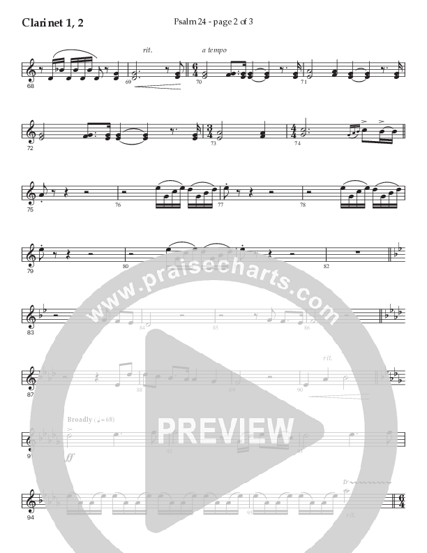 Psalm 24 (Choral Anthem SATB) Clarinet 1/2 (Prestonwood Worship / Prestonwood Choir / Arr. Jonathan Walker / Orch. Michael Neale)