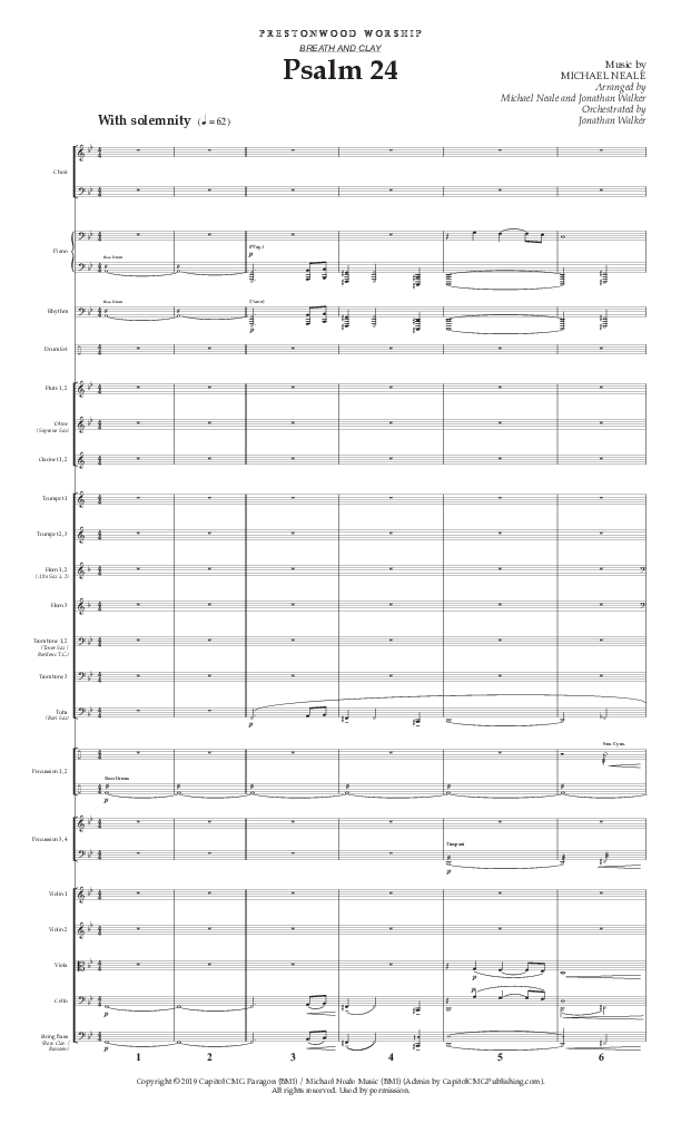 Psalm 24 (Choral Anthem SATB) Orchestration (Prestonwood Worship / Prestonwood Choir / Arr. Jonathan Walker / Orch. Michael Neale)