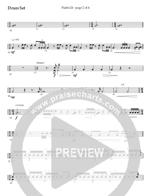 Psalm 24 (Choral Anthem SATB) Drum Set (Prestonwood Worship / Prestonwood Choir / Arr. Jonathan Walker / Orch. Michael Neale)