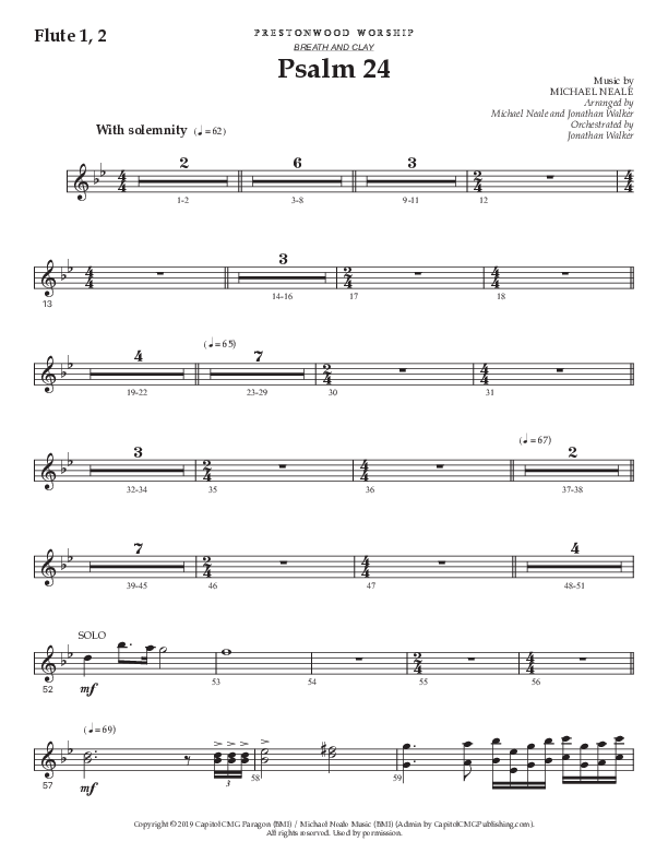 Psalm 24 (Choral Anthem SATB) Flute 1/2 (Prestonwood Worship / Prestonwood Choir / Arr. Jonathan Walker / Orch. Michael Neale)