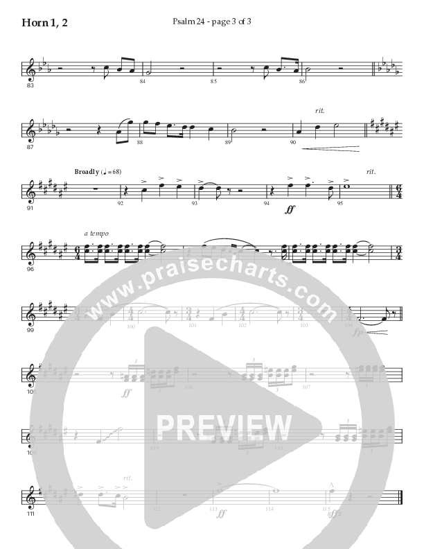 Psalm 24 (Choral Anthem SATB) French Horn 1/2 (Prestonwood Worship / Prestonwood Choir / Arr. Jonathan Walker / Orch. Michael Neale)