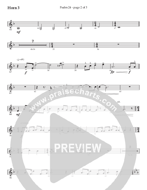 Psalm 24 (Choral Anthem SATB) French Horn 3 (Prestonwood Worship / Prestonwood Choir / Arr. Jonathan Walker / Orch. Michael Neale)
