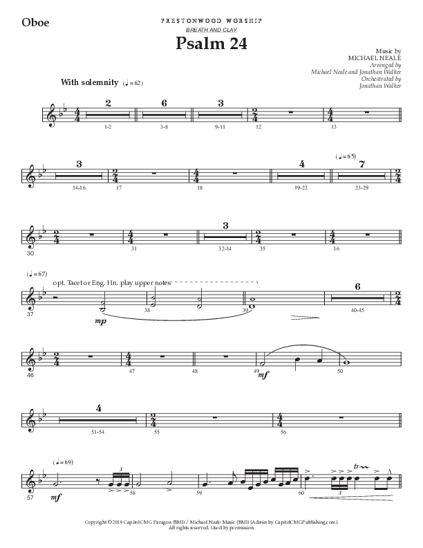 Psalm 24 (Choral Anthem SATB) Oboe (Prestonwood Worship / Prestonwood Choir / Arr. Jonathan Walker / Orch. Michael Neale)