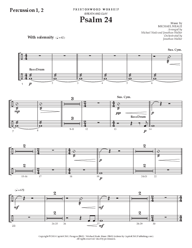 Psalm 24 (Choral Anthem SATB) Percussion (Prestonwood Worship / Prestonwood Choir / Arr. Jonathan Walker / Orch. Michael Neale)