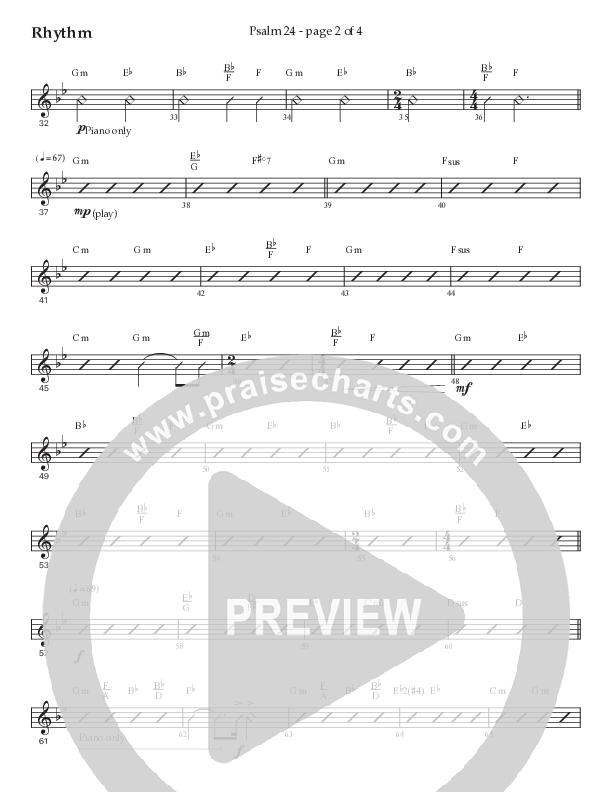 Psalm 24 (Choral Anthem SATB) Rhythm Chart (Prestonwood Worship / Prestonwood Choir / Arr. Jonathan Walker / Orch. Michael Neale)