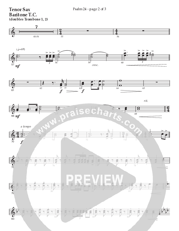 Psalm 24 (Choral Anthem SATB) Tenor Sax/Baritone T.C. (Prestonwood Worship / Prestonwood Choir / Arr. Jonathan Walker / Orch. Michael Neale)
