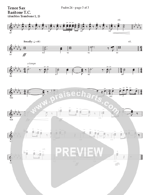 Psalm 24 (Choral Anthem SATB) Tenor Sax/Baritone T.C. (Prestonwood Worship / Prestonwood Choir / Arr. Jonathan Walker / Orch. Michael Neale)