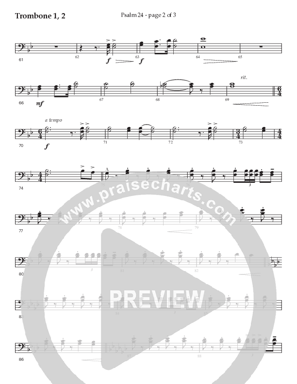 Psalm 24 (Choral Anthem SATB) Trombone 1/2 (Prestonwood Worship / Prestonwood Choir / Arr. Jonathan Walker / Orch. Michael Neale)