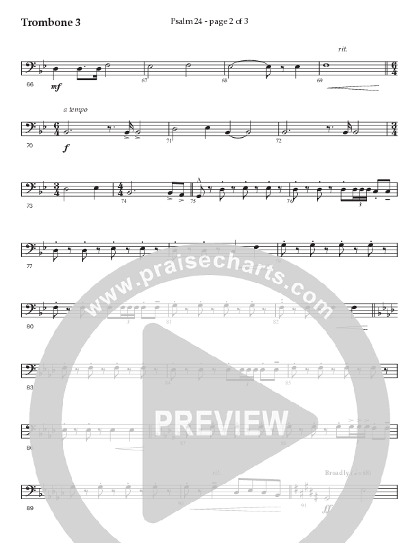 Psalm 24 (Choral Anthem SATB) Trombone 3 (Prestonwood Worship / Prestonwood Choir / Arr. Jonathan Walker / Orch. Michael Neale)