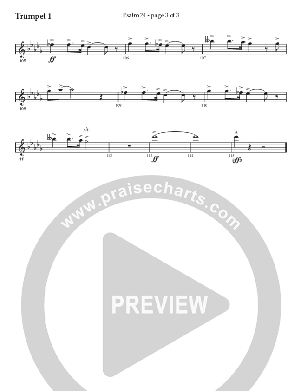 Psalm 24 (Choral Anthem SATB) Trumpet 1 (Prestonwood Worship / Prestonwood Choir / Arr. Jonathan Walker / Orch. Michael Neale)