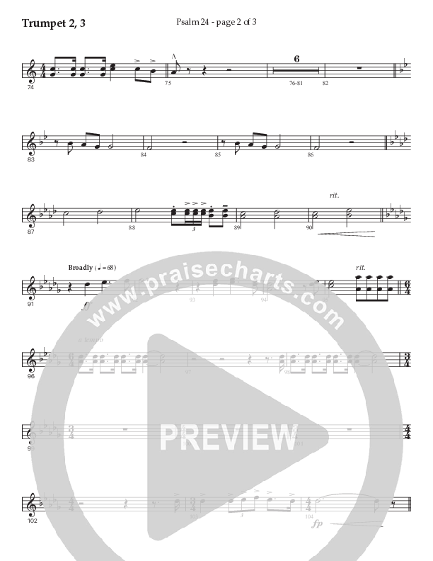 Psalm 24 (Choral Anthem SATB) Trumpet 2/3 (Prestonwood Worship / Prestonwood Choir / Arr. Jonathan Walker / Orch. Michael Neale)