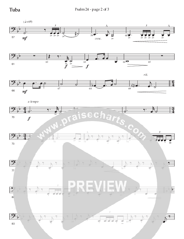 Psalm 24 (Choral Anthem SATB) Tuba (Prestonwood Worship / Prestonwood Choir / Arr. Jonathan Walker / Orch. Michael Neale)