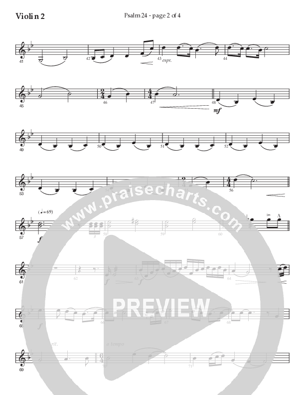 Psalm 24 (Choral Anthem SATB) Violin 2 (Prestonwood Worship / Prestonwood Choir / Arr. Jonathan Walker / Orch. Michael Neale)