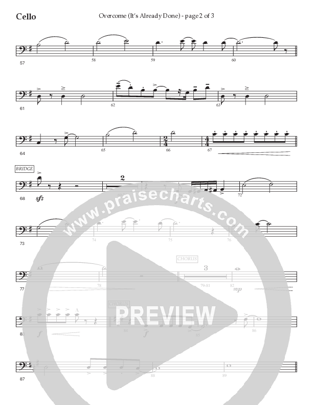 Overcome (It's Already Done) (Choral Anthem SATB) Cello (Prestonwood Worship / Prestonwood Choir / Arr. Brian Taylor / Orch. Jonathan Walker)