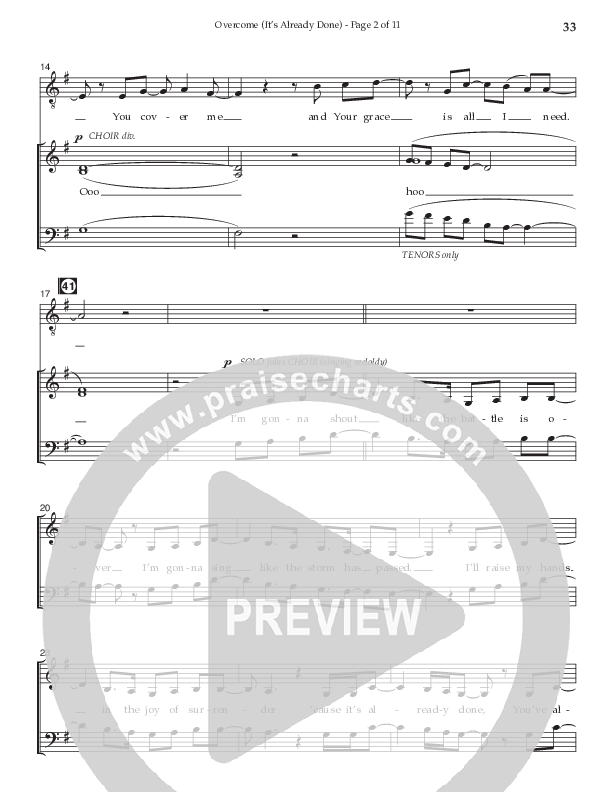 Overcome (It's Already Done) (Choral Anthem SATB) Choir Sheet CH (Prestonwood Worship / Prestonwood Choir / Arr. Brian Taylor / Orch. Jonathan Walker)