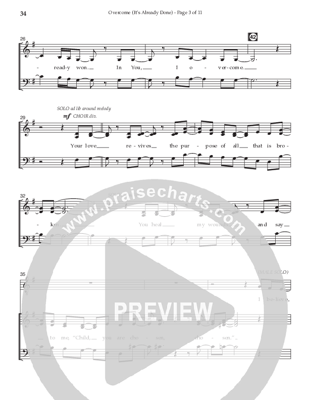 Overcome (It's Already Done) (Choral Anthem SATB) Choir Sheet CH (Prestonwood Worship / Prestonwood Choir / Arr. Brian Taylor / Orch. Jonathan Walker)
