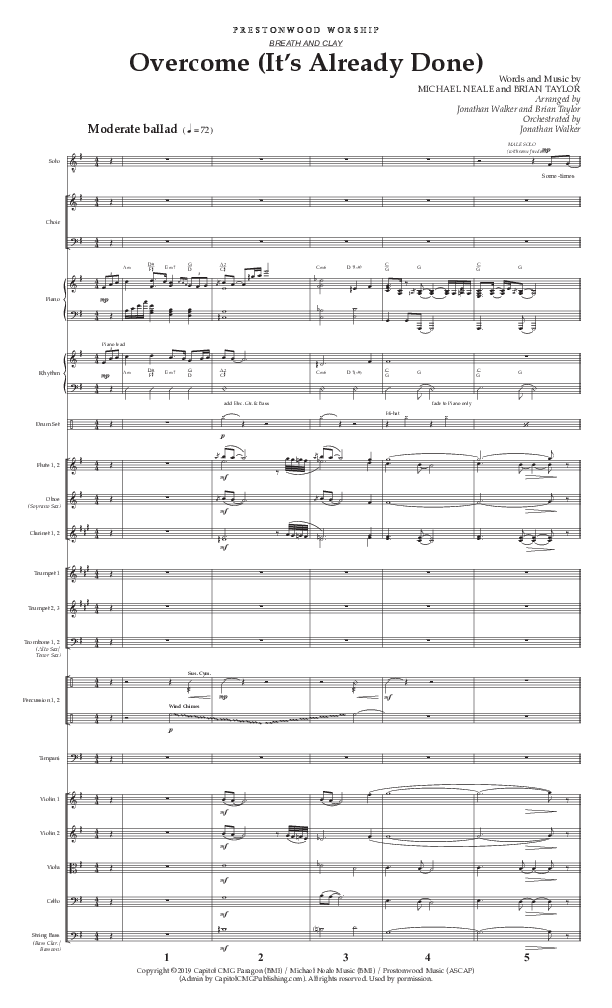 Overcome (It's Already Done) (Choral Anthem SATB) Conductor's Score (Prestonwood Worship / Prestonwood Choir / Arr. Brian Taylor / Orch. Jonathan Walker)