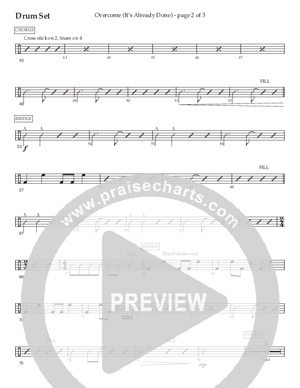 Overcome (It's Already Done) (Choral Anthem SATB) Drum Set (Prestonwood Worship / Prestonwood Choir / Arr. Brian Taylor / Orch. Jonathan Walker)