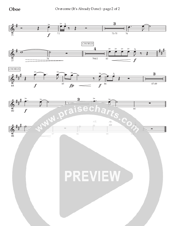 Overcome (It's Already Done) (Choral Anthem SATB) Oboe (Prestonwood Worship / Prestonwood Choir / Arr. Brian Taylor / Orch. Jonathan Walker)