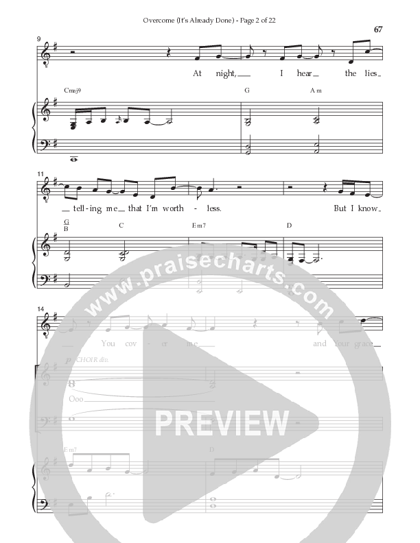 Overcome (It's Already Done) (Choral Anthem SATB) Choral Vocal Parts (Prestonwood Worship / Prestonwood Choir / Arr. Brian Taylor / Orch. Jonathan Walker)