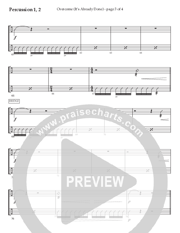 Overcome (It's Already Done) (Choral Anthem SATB) Percussion 1/2 (Prestonwood Worship / Prestonwood Choir / Arr. Brian Taylor / Orch. Jonathan Walker)