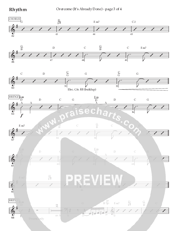 Overcome (It's Already Done) (Choral Anthem SATB) Rhythm Chart (Prestonwood Worship / Prestonwood Choir / Arr. Brian Taylor / Orch. Jonathan Walker)