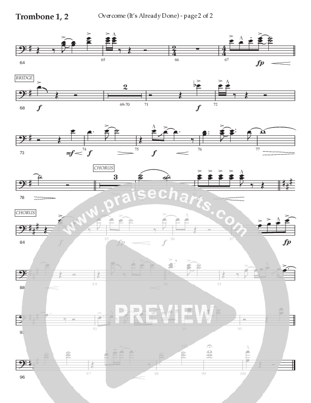 Overcome (It's Already Done) (Choral Anthem SATB) Trombone 1/2 (Prestonwood Worship / Prestonwood Choir / Arr. Brian Taylor / Orch. Jonathan Walker)