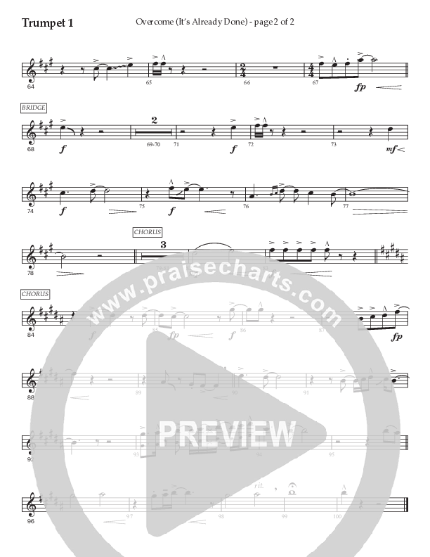 Overcome (It's Already Done) (Choral Anthem SATB) Trumpet 1 (Prestonwood Worship / Prestonwood Choir / Arr. Brian Taylor / Orch. Jonathan Walker)