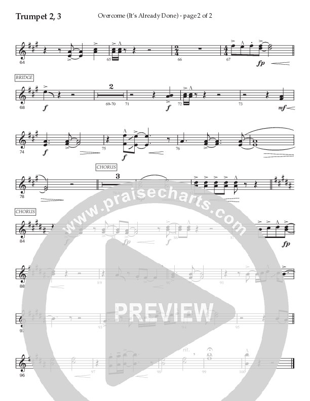 Overcome (It's Already Done) (Choral Anthem SATB) Trumpet 2/3 (Prestonwood Worship / Prestonwood Choir / Arr. Brian Taylor / Orch. Jonathan Walker)