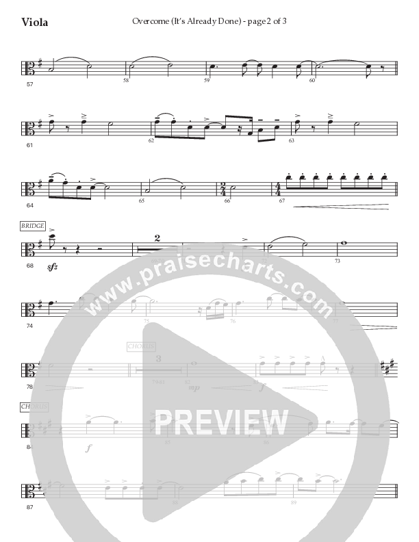 Overcome (It's Already Done) (Choral Anthem SATB) Viola (Prestonwood Worship / Prestonwood Choir / Arr. Brian Taylor / Orch. Jonathan Walker)