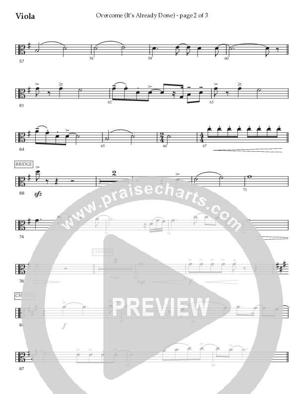 Overcome (It's Already Done) (Choral Anthem SATB) Viola (Prestonwood Worship / Prestonwood Choir / Arr. Brian Taylor / Orch. Jonathan Walker)