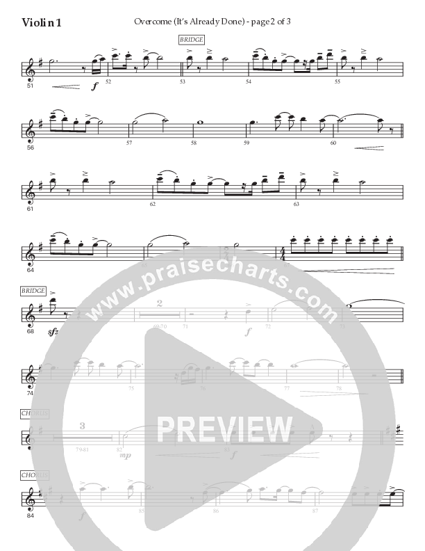Overcome (It's Already Done) (Choral Anthem SATB) Violin 1 (Prestonwood Worship / Prestonwood Choir / Arr. Brian Taylor / Orch. Jonathan Walker)