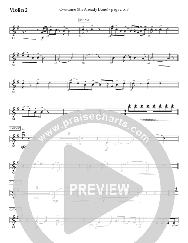 Overcome (It's Already Done) (Choral Anthem SATB) Violin 2 (Prestonwood Worship / Prestonwood Choir / Arr. Brian Taylor / Orch. Jonathan Walker)